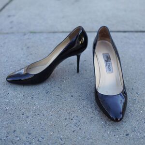 Jimmy Choo Gilbert Patent Leather Pumps Black Size 39 Italy Classic Heels Repair